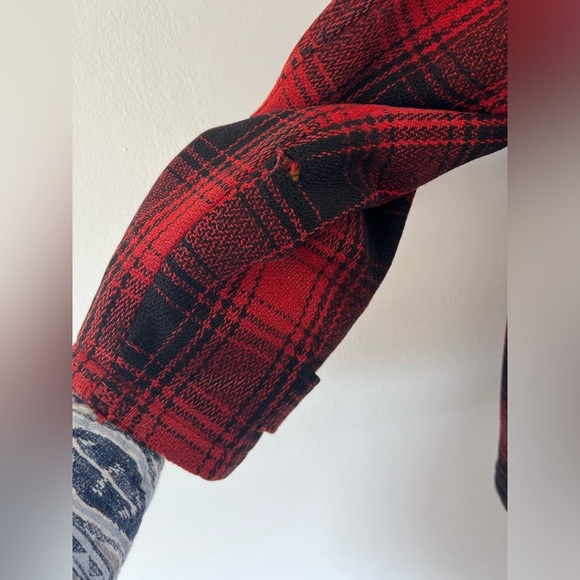 Sportwear Vintage 1940s Red Plaid Wool Button Front Hunting Jacket Size 44 - Picture 9 of 15